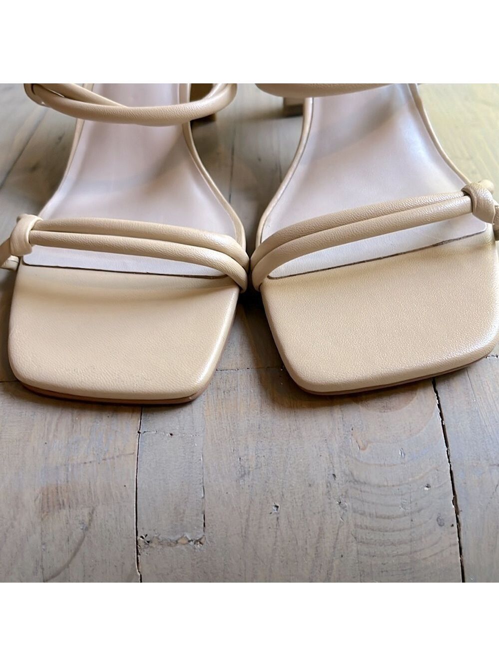 Reiss Emmy Leather Strappy Block Heels in Cream Size 41, 10.5 US - Picture 6 of 8